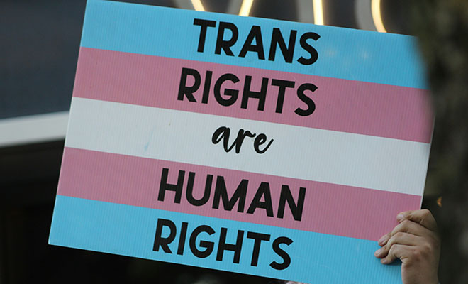 By-Gabriel-Dalton Photo of a sign that says "Trans Rights Are Human Rights"
